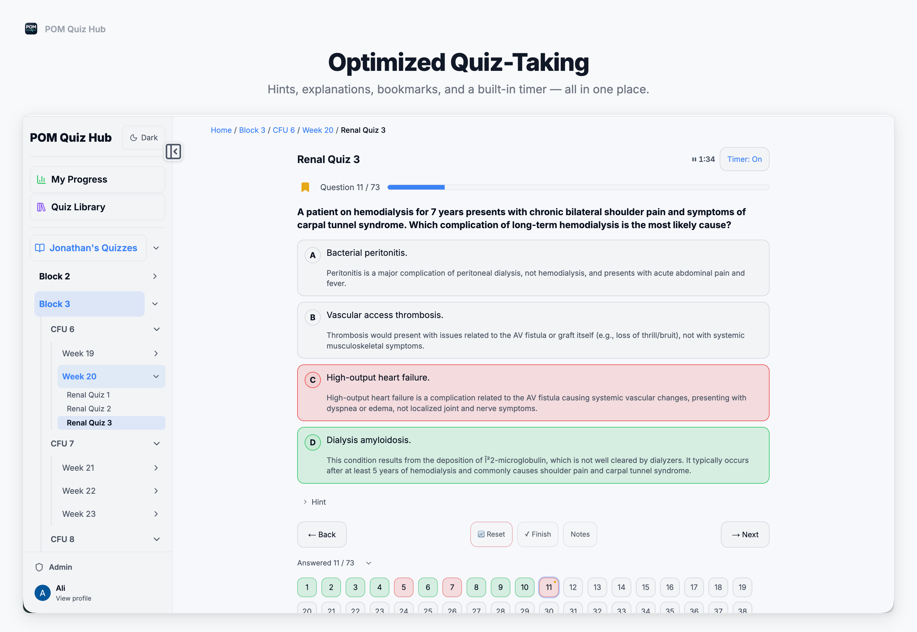 Take quizzes with detailed answer rationales.